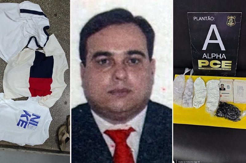 Advogado é flagrado com comprimidos, pó branco e três camisetas ao tentar entrar na PCE