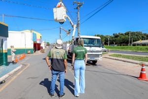 Operação remove fios irregulares da Avenida Carmindo de Campos neste domingo