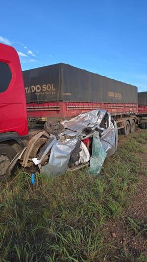 Passageiro morre e motorista fica em estado grave após colisão com bitrem