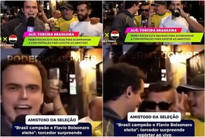 "Brasil campeão e Flávio Bolsonaro Eleito": torcedor surpreende repórter ao vivo