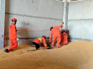Corpo de Bombeiros resgata corpo de trabalhador soterrado por carga de milho