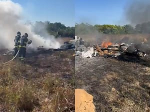 Aeronave cai em fazenda, pega fogo e deixa três pessoas mortas